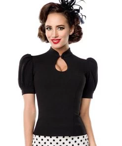 New In Belsira Sophia Peekaboo 40's Top Black