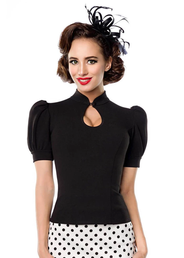 New In Belsira Sophia Peekaboo 40's Top Black