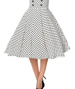 Belsira Paris Polkadot 50's Swing Skirt White Black New In