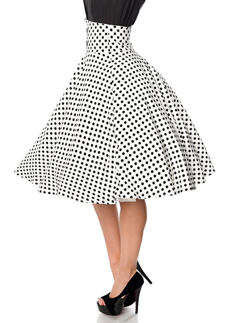 Belsira Paris Polkadot 50's Swing Skirt White Black New In