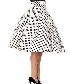 Belsira Paris Polkadot 50's Swing Skirt White Black New In