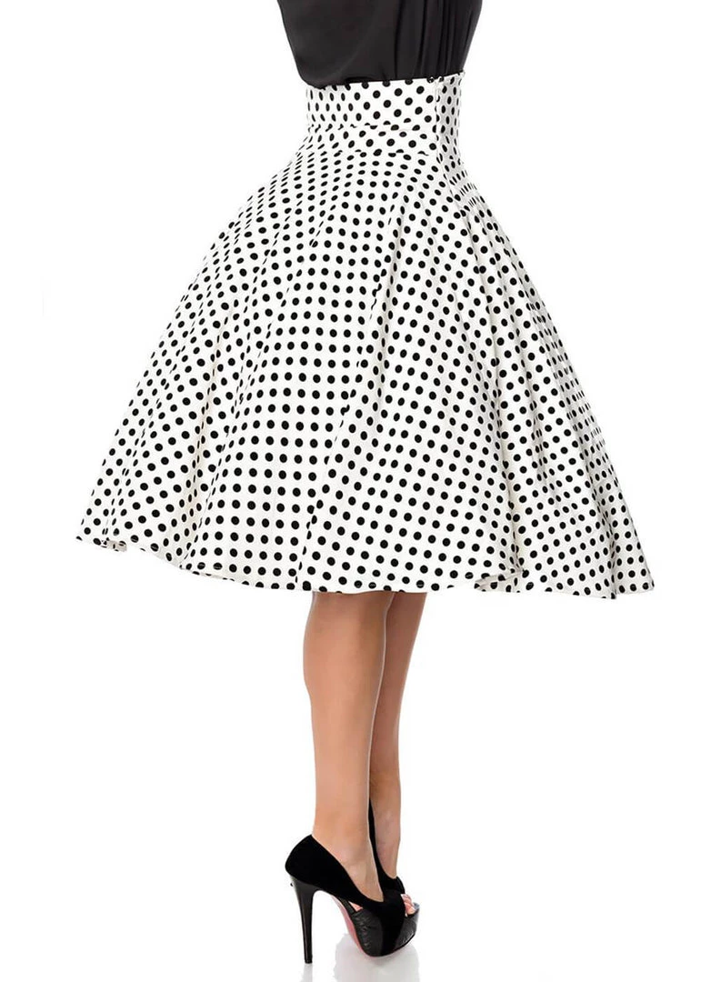 Belsira Paris Polkadot 50's Swing Skirt White Black New In
