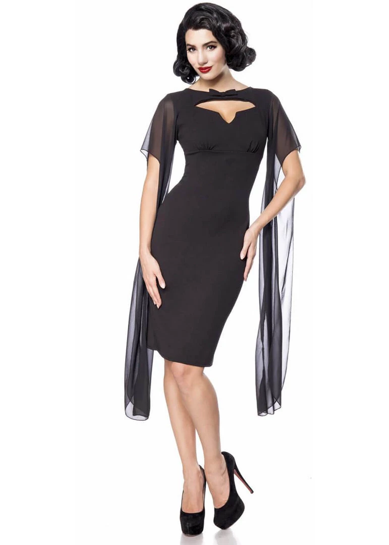 Belsira Jean 50's Pencil Dress Black New In