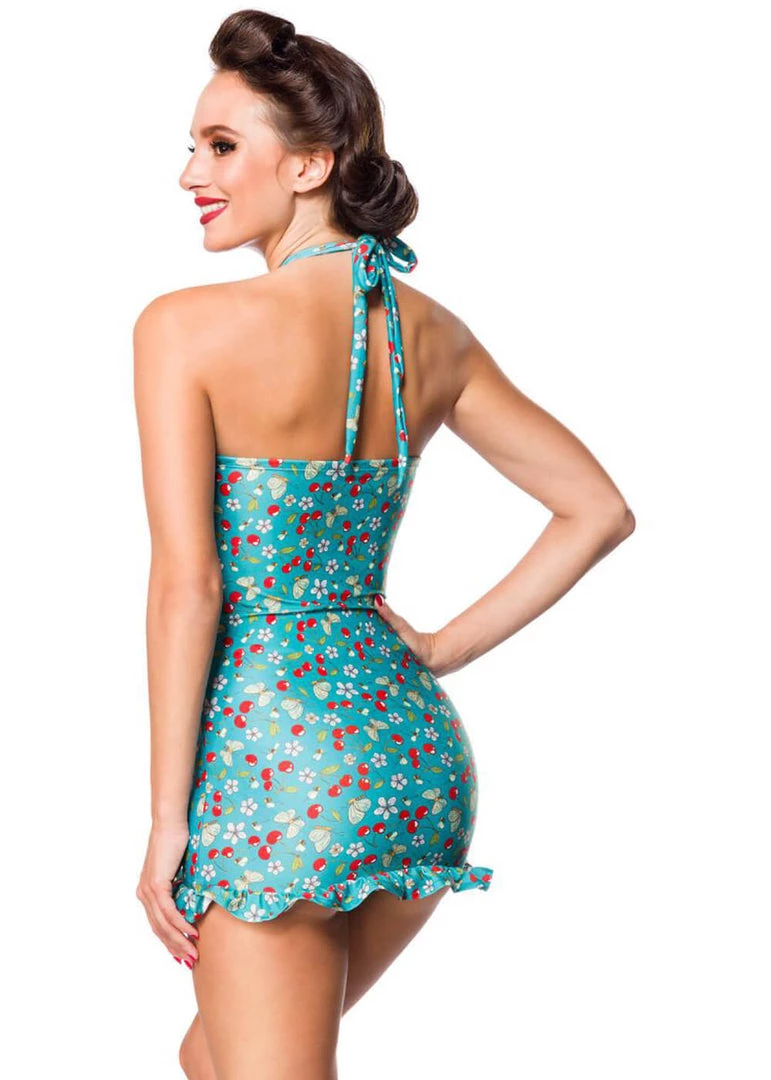 Belsira Molly Cherry 50's Bathingsuit Green White