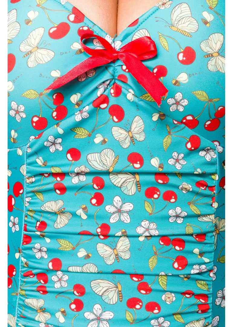 Belsira Molly Cherry 50's Bathingsuit Green White