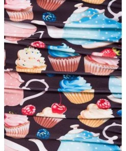 New In Belsira Molly Teacups 50's Bathingsuit Black Pink