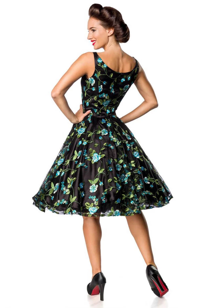 New In Belsira Lauren 50's Swing Dress Black Blue