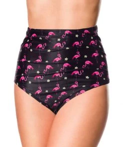Belsira Summer Flamingo High Bikini Briefs Black New In