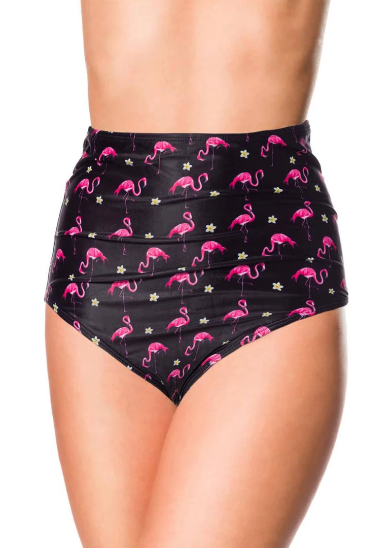 Belsira Summer Flamingo High Bikini Briefs Black New In