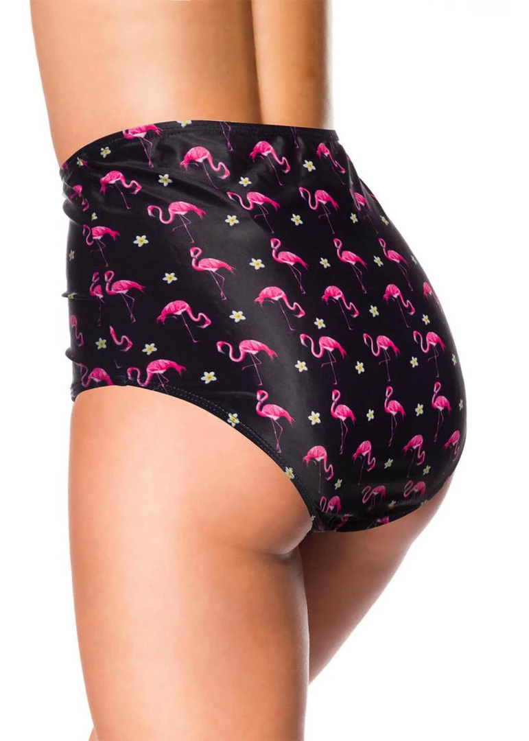 Belsira Summer Flamingo High Bikini Briefs Black New In