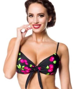 Belsira Cherry Bikini Top Black