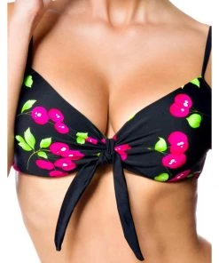 Belsira Cherry Bikini Top Black