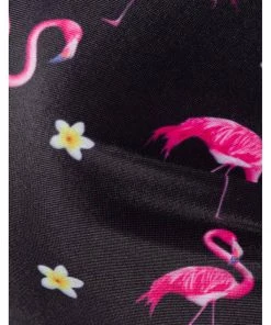 Belsira Summer Flamingo Bikini Top Black New In