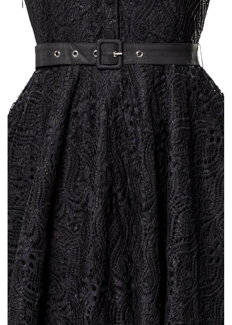 New In Belsira Stella Lace 40's Swing Dress Black