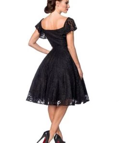 Belsira Beatrice Lace 40's Swing Dress Black New In