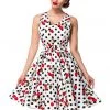 Belsira Eline Polkadot Cherry 50's Swing Dress White