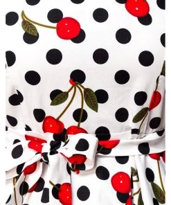 Belsira Eline Polkadot Cherry 50's Swing Dress White