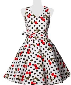 Belsira Eline Polkadot Cherry 50's Swing Dress White