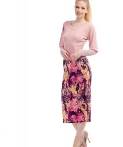 Bright & Beautiful Opal Marble Galaxy 70's Pencil Skirt Multi New In