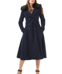 Bright & Beautiful Caron 70's Coat Navy New In