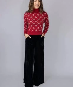 New In Bright & Beautiful Looloo Velvet 70's Trousers Black