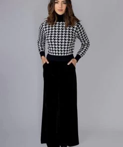 New In Bright & Beautiful Looloo Velvet 70's Trousers Black