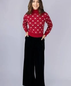 New In Bright & Beautiful Looloo Velvet 70's Trousers Black