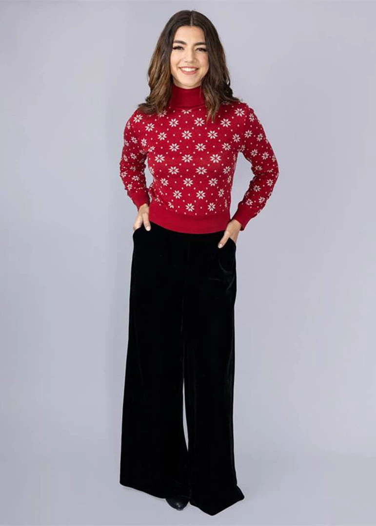 New In Bright & Beautiful Looloo Velvet 70's Trousers Black