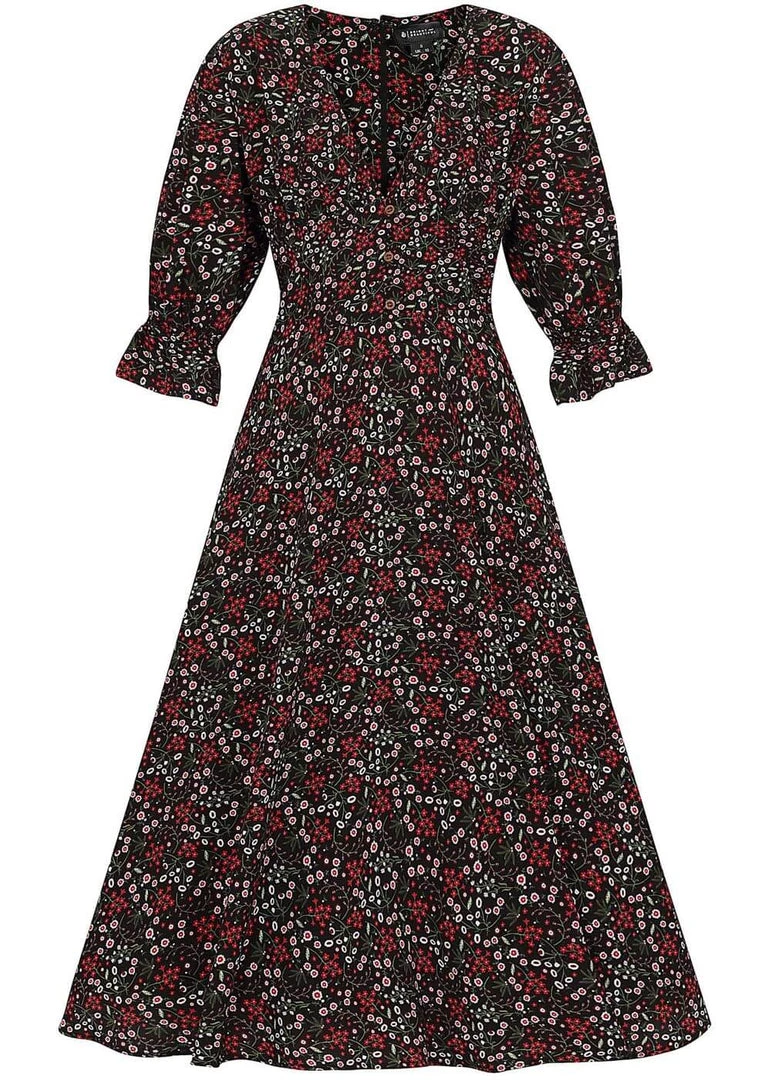 Bright & Beautiful Hayden Crimson Floral 60's Dress Multi New In