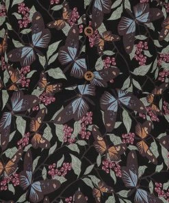 Bright & Beautiful Hayden Woodland Butterfly 70's Dress Black