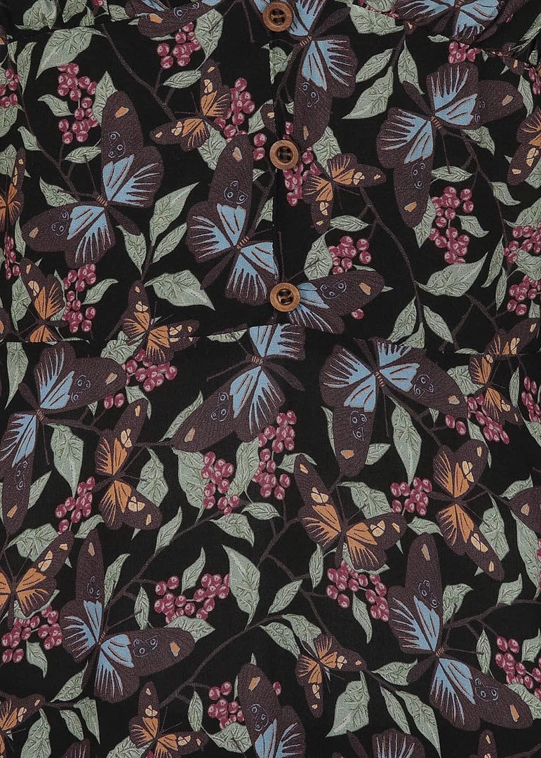 Bright & Beautiful Hayden Woodland Butterfly 70's Dress Black
