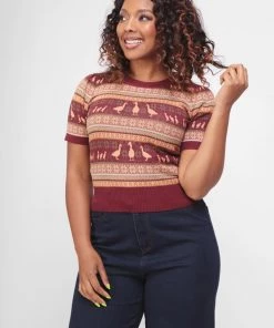 Bright & Beautiful Bella Duck Fair Isle 60's Jumper Brown