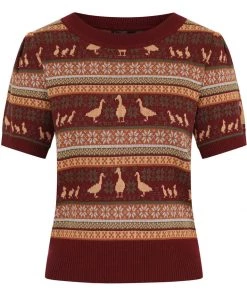 Bright & Beautiful Bella Duck Fair Isle 60's Jumper Brown