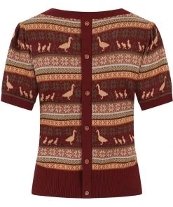 Bright & Beautiful Bella Duck Fair Isle 60's Jumper Brown