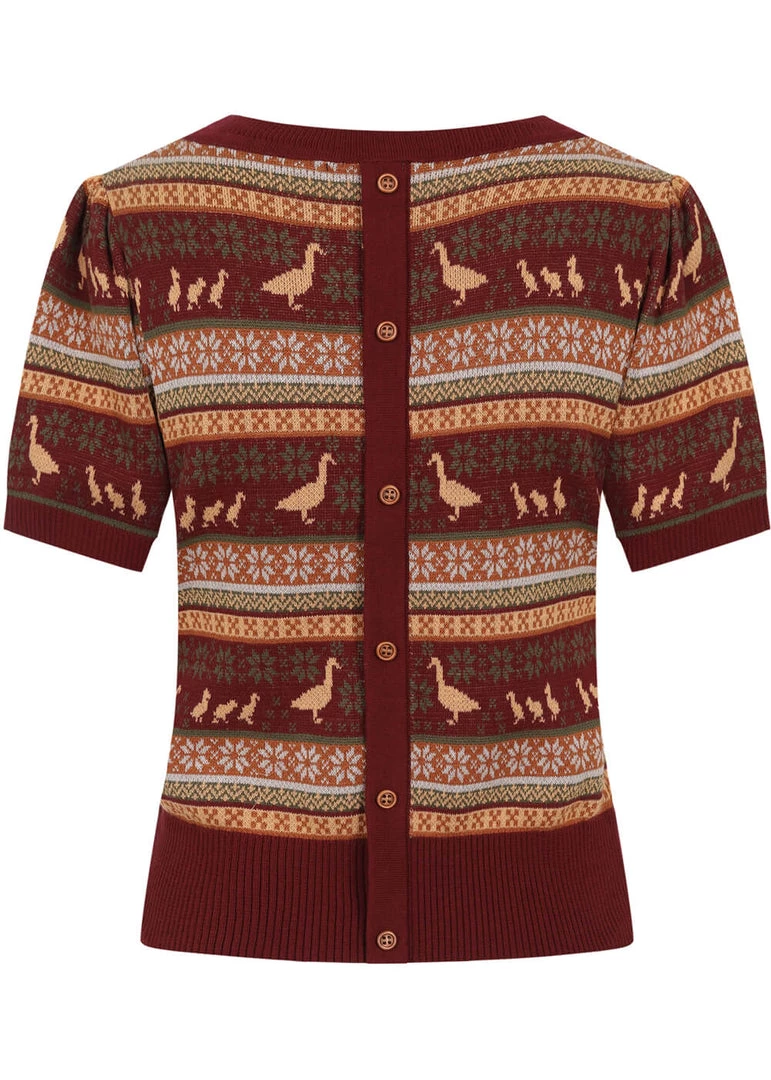 Bright & Beautiful Bella Duck Fair Isle 60's Jumper Brown