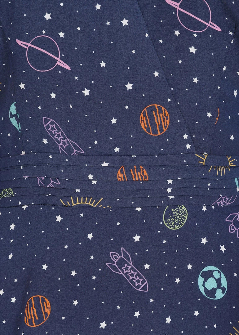 Bright & Beautiful Ashley Galaxy Dreamer 70's Maxi Dress Blue New In