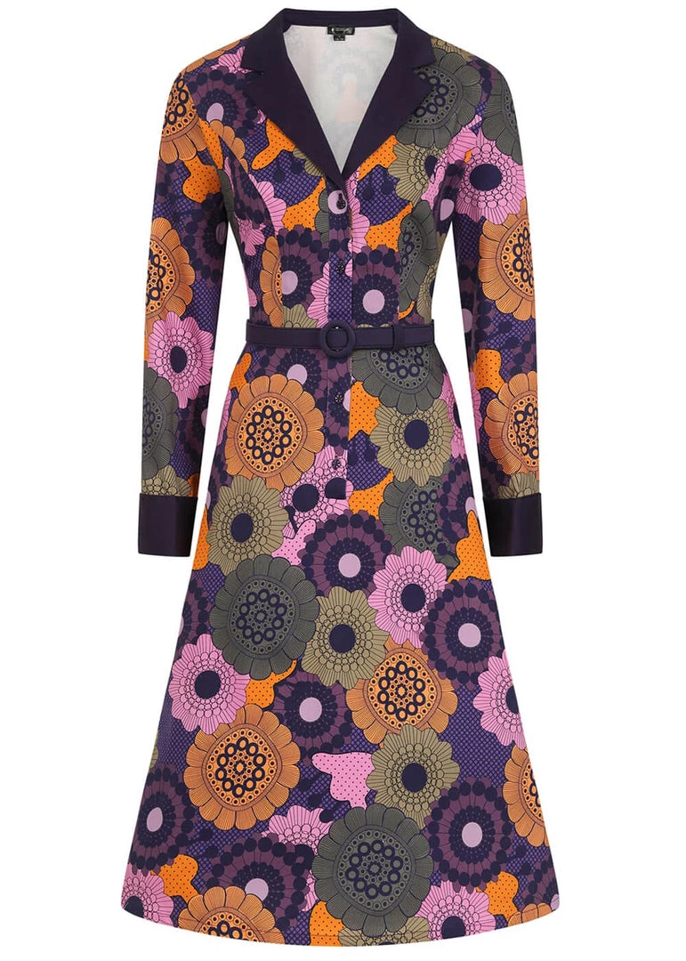 Bright & Beautiful Gracen Groovy Floral 60's Dress Multi
