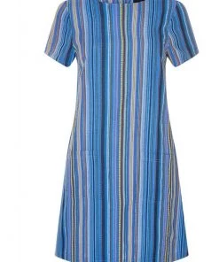 Bright & Beautiful Ella Striped 70's Dress Blue New In