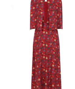 Bright & Beautiful AliĀ Tropical Floral 70's Dress Red