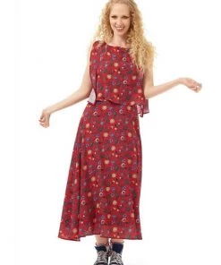 Bright & Beautiful Ali Tropical Floral 70's Dress Red