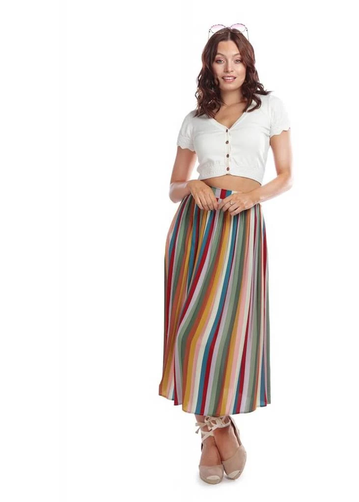 Bright & Beautiful Maria Deckchair Stripe Rainbow Midi 60's Skirt Multi New In