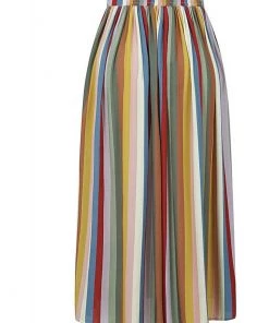 Bright & Beautiful Maria Deckchair Stripe Rainbow Midi 60's Skirt Multi New In