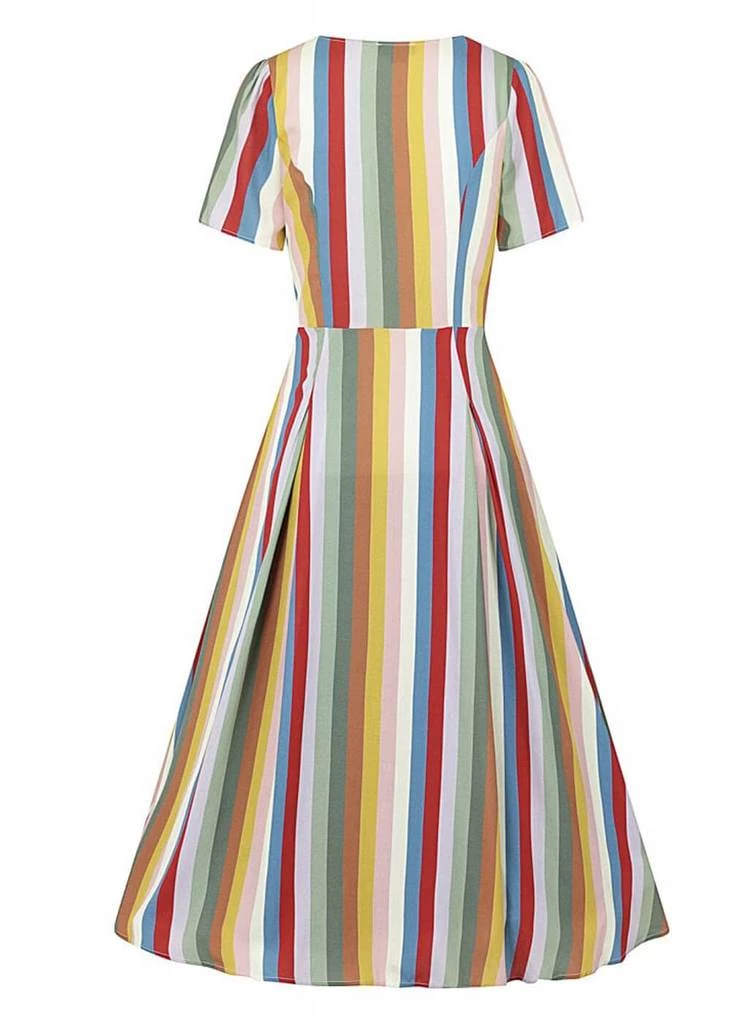 Bright & Beautiful Daisy Deckchair Stripe Rainbow 60's Dress Multi New In