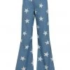 Bright & Beautiful Donna Acid Star 70's Flared Jeans Denim Blue