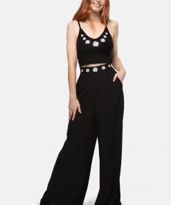 Bright & Beautiful Kim Daisy Dreamer 70's Trousers Black