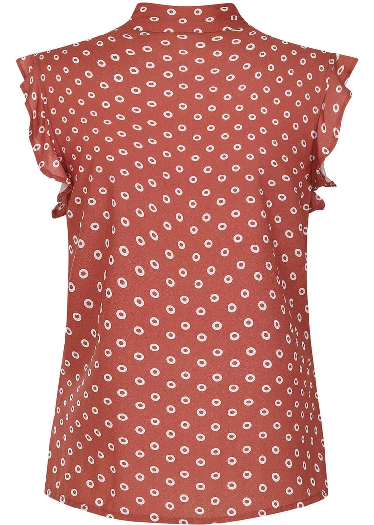 Bright & Beautiful Penny Doughnut Polka 70's Blouse Red New In