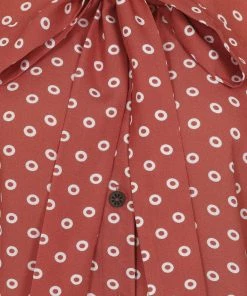 Bright & Beautiful Penny Doughnut Polka 70's Blouse Red New In