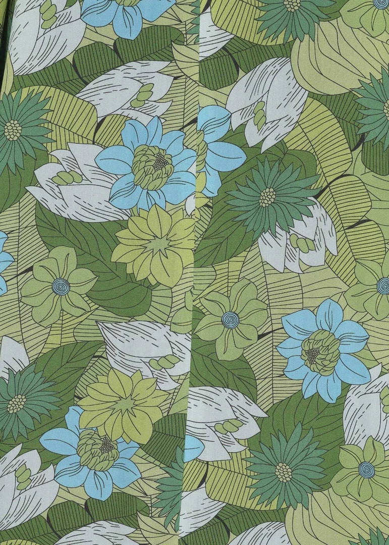 Bright & Beautiful Jayleen Floral Palm 60's Swing Dress Green