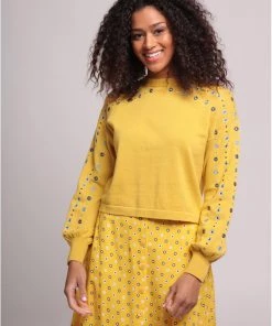 Bright & Beautiful Tessa Floral 70's Jumper Yellow