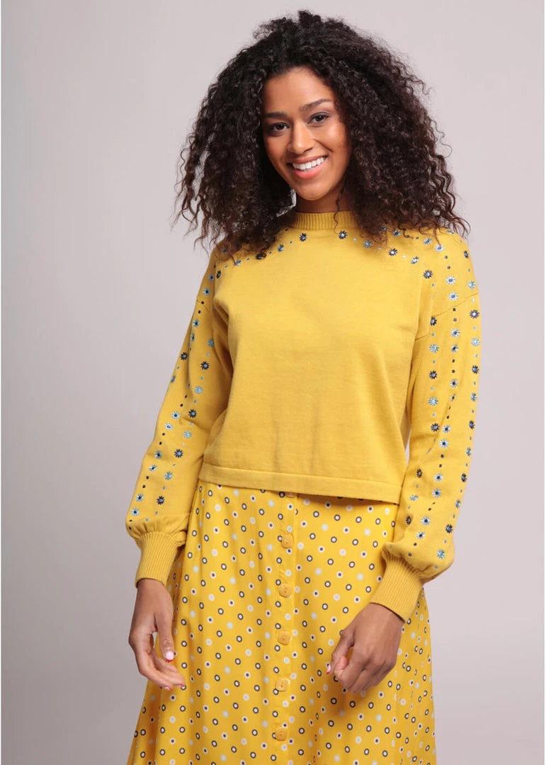 Bright & Beautiful Tessa Floral 70's Jumper Yellow